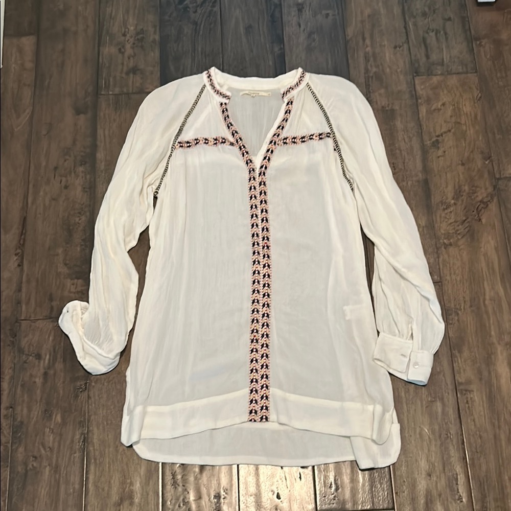 Tularosa Cream Embellished Long Sleeve Blouse
